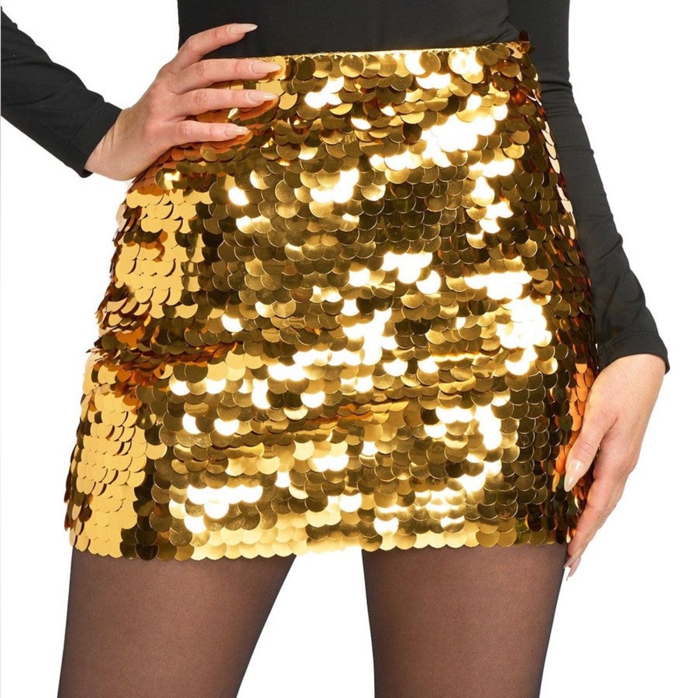 NWT Tipsy Elves Gold Sequin Mini Skirt - Women's Party Skirt